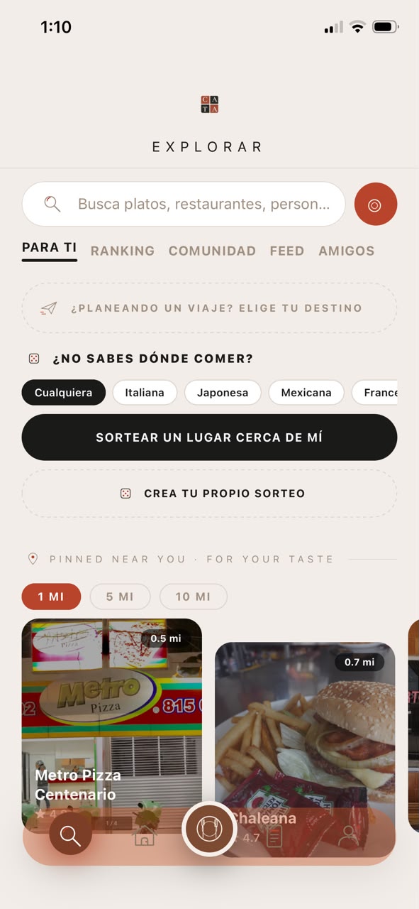 Captura de la app CATA